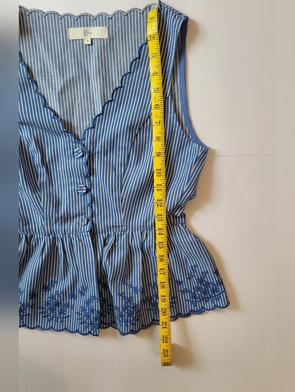 Klesis Embroidered Striped Peplum Vest & Shorts Co-Ord Set-Small - Picture 12 of 16